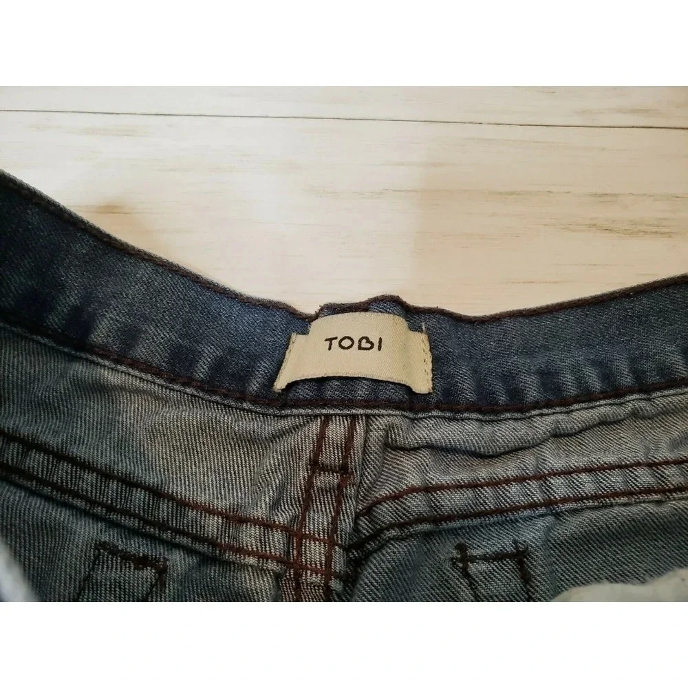 Tobi‎ Crochet Knit Denim Shorts Festival Blue Jean